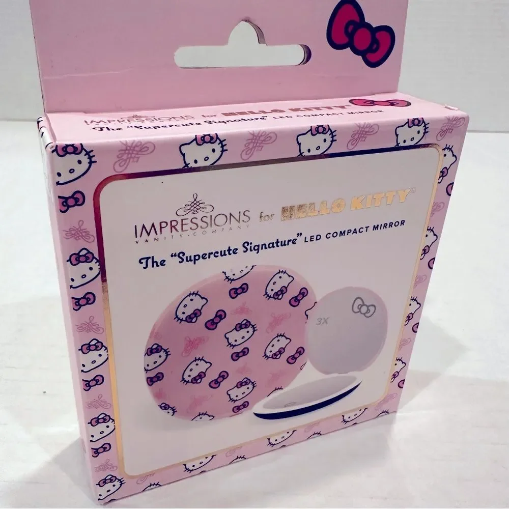 Hello Kitty SuperCute Signature LED Compact Mirror‎ Women's 3X Magnification NEW